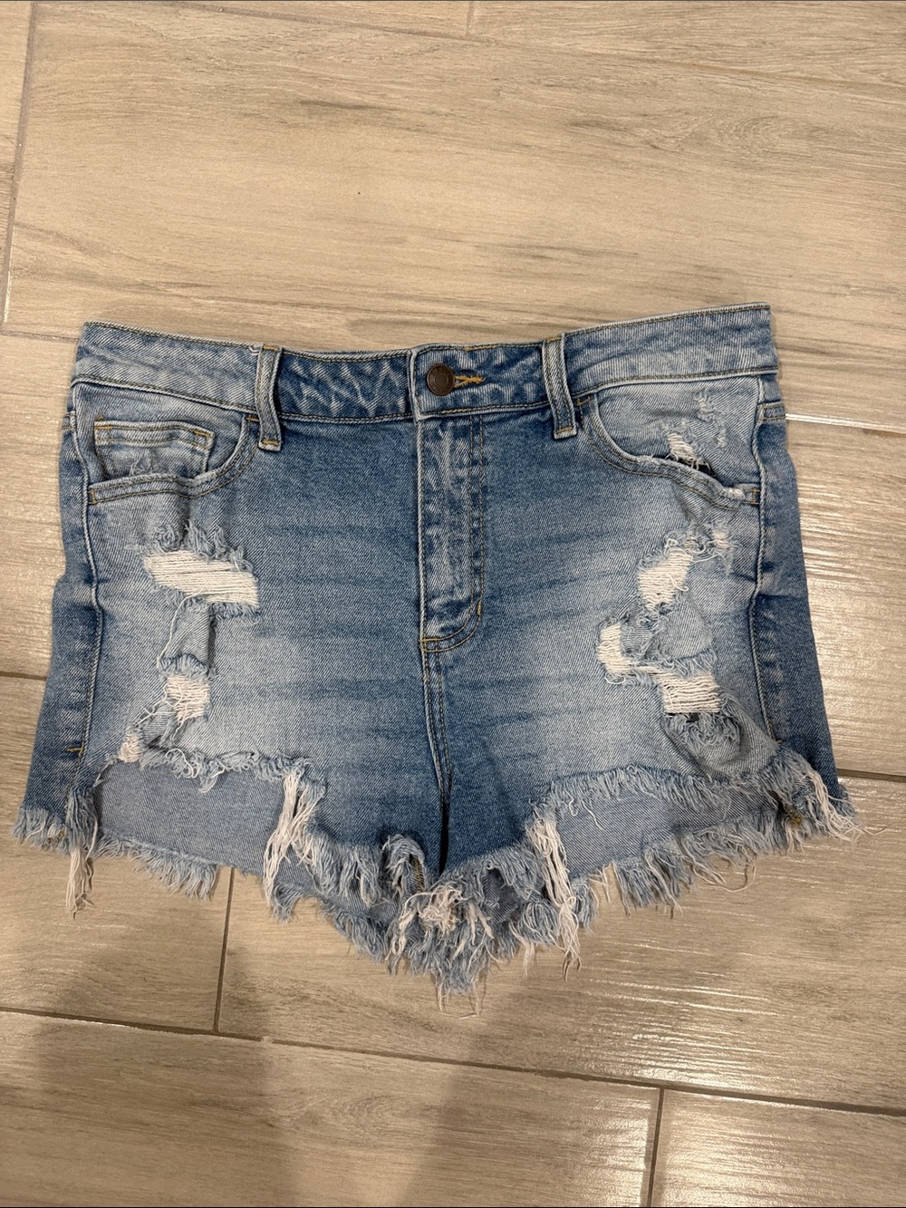 Cello Light Blue Distressed Denim Cutoff Shorts